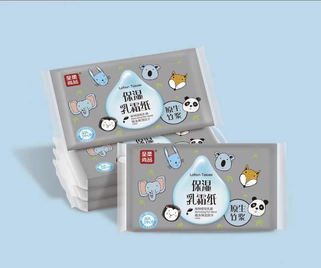 Lotion Facial Tissues Soothing Soft Straw Bamboo Pulp  Milk Menthol Cherry ingredients GMP factory OEM welcome