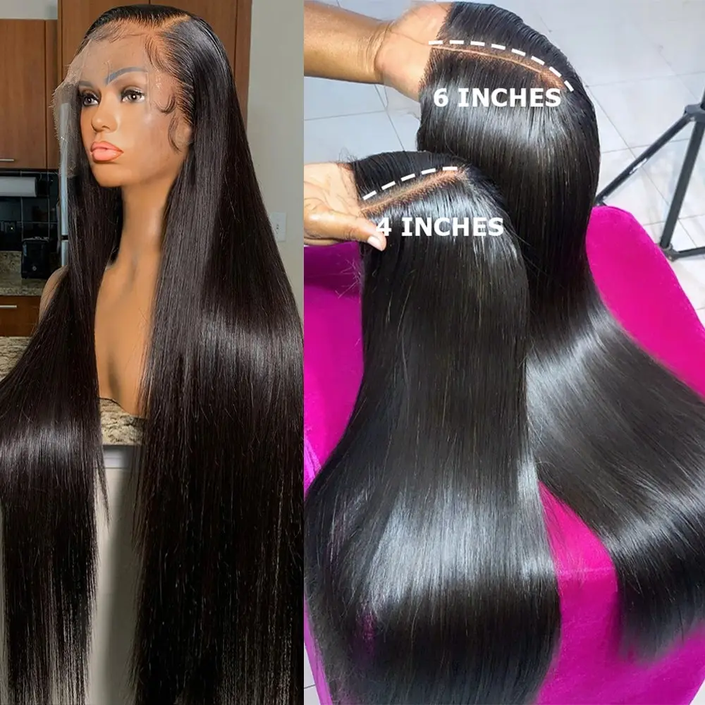 30 Inch 360 Bone Straight Human Hair Virgin Glueless Pre Plucked 13x4 Hd Lace Frontal Wig Straight Deep Wave Lace Front Wigs