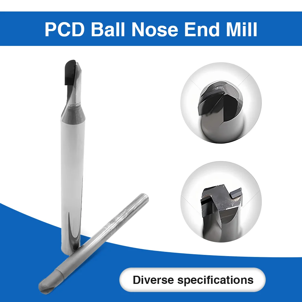 PCD end mill woodworking diamond cutter Ball Nose cutting tools pcd tipped end mill for Graphite Processing
