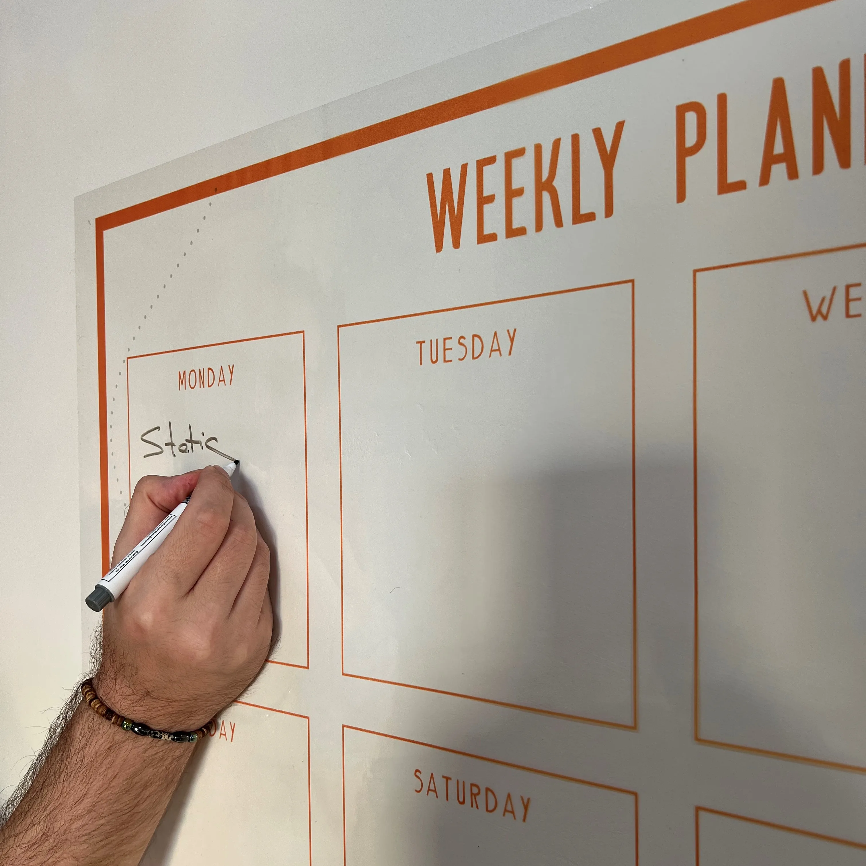 2024 Model-8 Weekly Planner Organizer Dry-Erase Whiteboard Surface Durable Reusable Polystyrene Static Glass Magnet PET