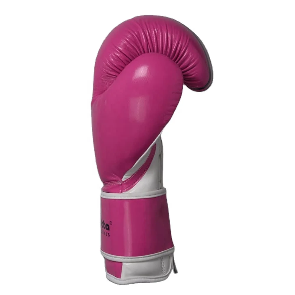 Hot Selling 14 oz Pink/White With Black Lining Custom New Design Leather Boxing Gloves For Unisex Kick Boxing Pakistan Made 2022