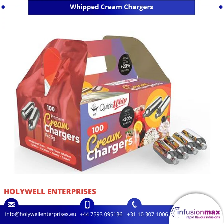 Superb Grade Highest Quality 9g QuickWhip Professional Cream Chargers  from Top Listed Manufacturer