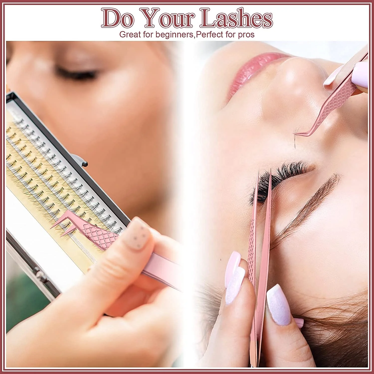 Professional Eyelash Extension Tweezers Stainless Steel Applicator with Perfect Grip Best Fiber Tips for Eyebrow Use