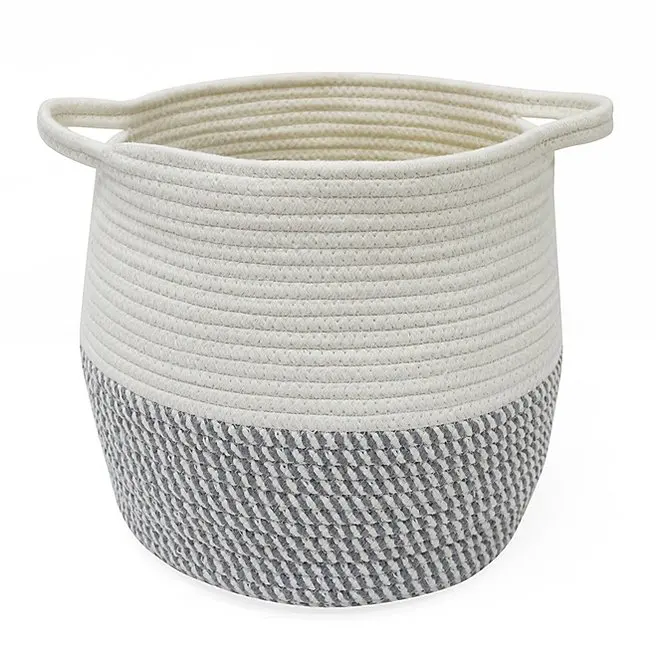 Basket Cotton Rope Custom Large Home Decor Round Woven Storage Basket Woven Cotton Rope Basket