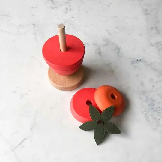 100% органические деревянные штабелируемые фрукты игрушка для малышей деревянная кухни игрушки Монтессори подарок малыша 2022