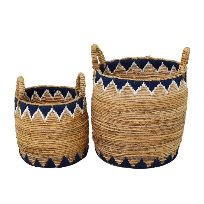 New Style Natural Seagrass Woven Baskets Vietnam Hand Waving Storage Round Rattan Collapsible Decorative Clothing Laundry Hamper