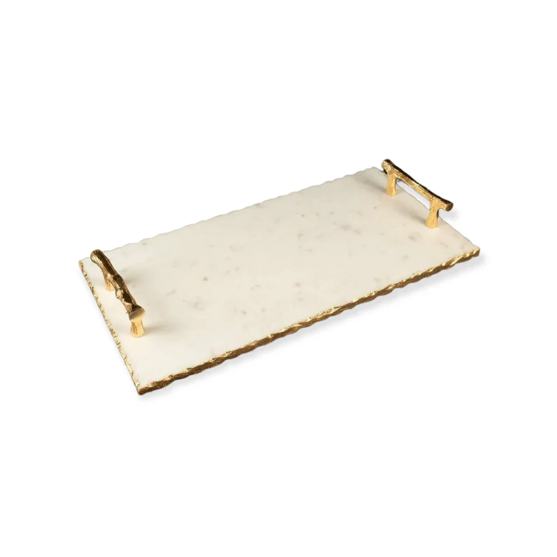 marble tray with gold dented borders Luxury Rectangle decorative trays serving tray