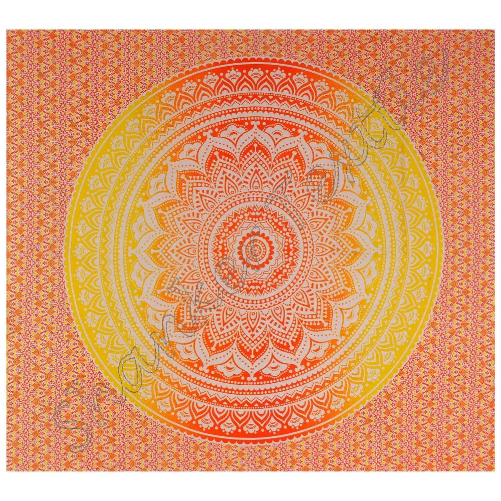 100% Cotton Peacock Mandala Tapestry Cotton Ombre Mandala Tapestry Wall Hanging Indian Hippie Dorm Tapestries Bedspread Ethnic