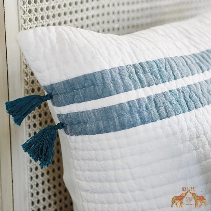 Luxury cotton Stripped machine Quilt 100% Cotton blanket wholesale coverlet hand block print Indian Kantha Bedspread