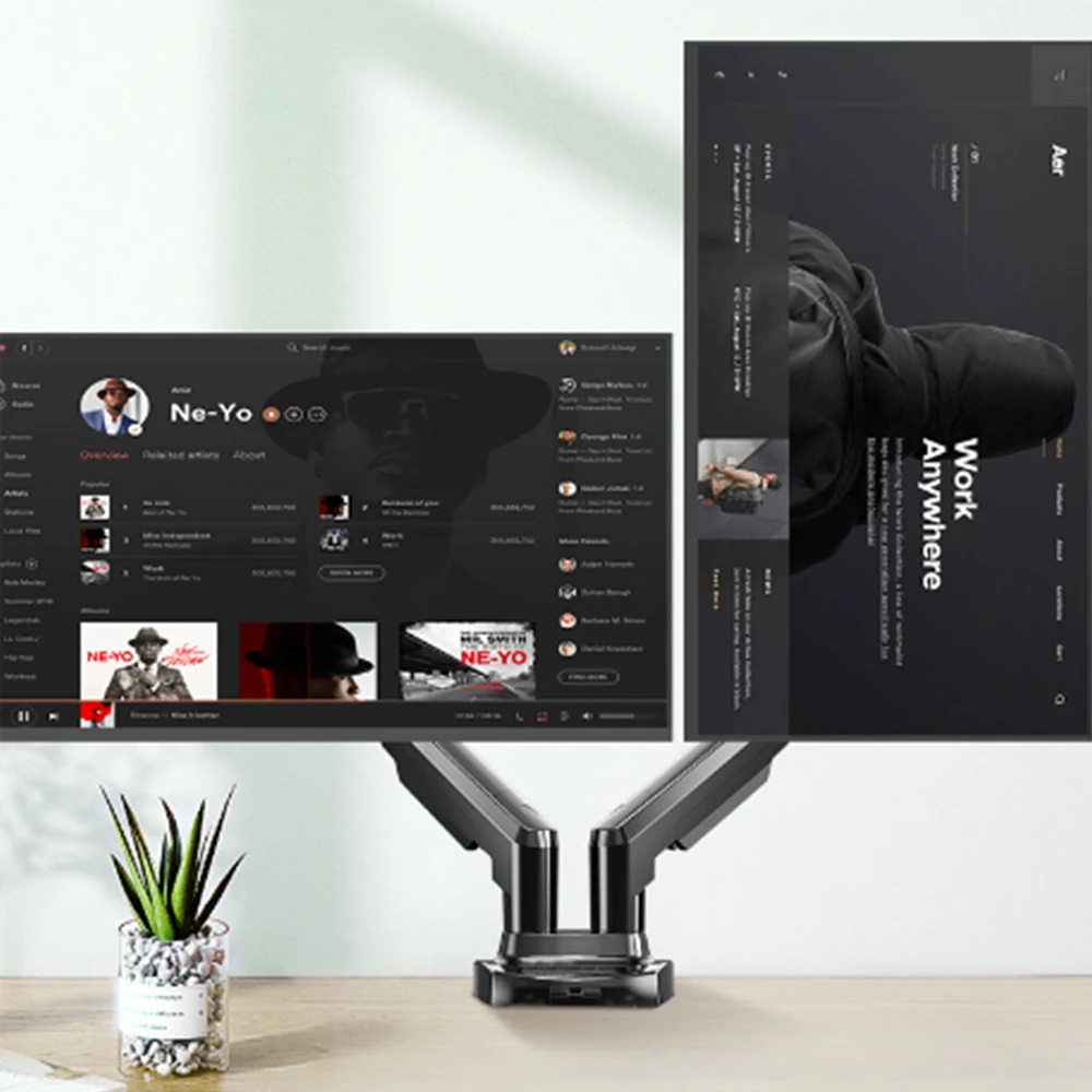 Gas Spring Monitor Desk Mount Stand Full Motion Swivel Single Monitor Arm with Clamp for 17-30 Inch