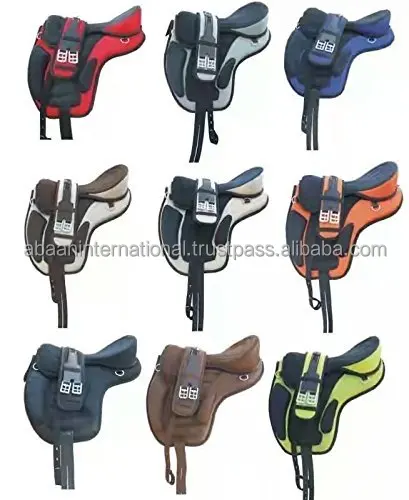 Synthetic Treeless Free Max English Red Horse Saddle + Get 1 Matching Girth with Leather Stirrup in Low Price
