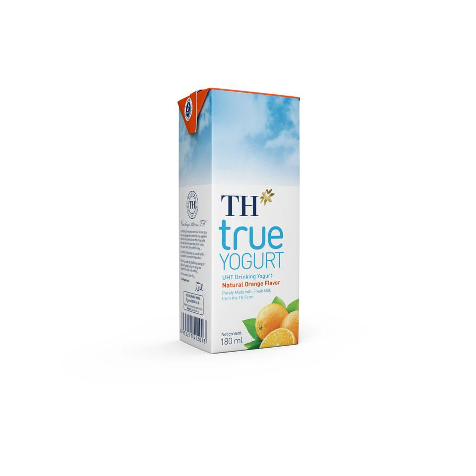 Purely Made With Fresh Milk Natural Orange UHT Drinking Yogurt TH True YOGURT Rich Of Vitamins Origin From Vietnam - 180ml