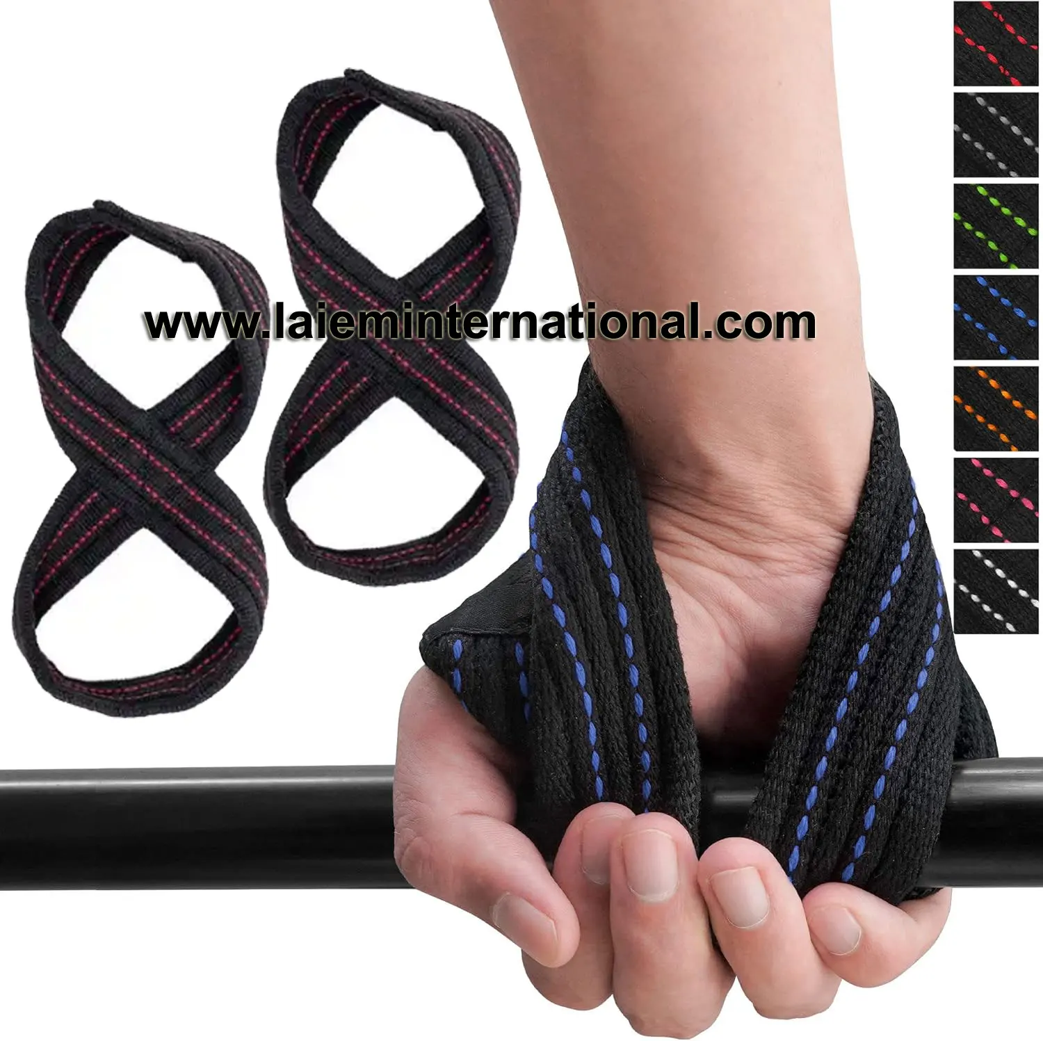 Lightweight Heavy Duty Figure Eight Fitness Lifting Straps for Bodybuilding and Weightlifting Training Gym Accessory Workouts