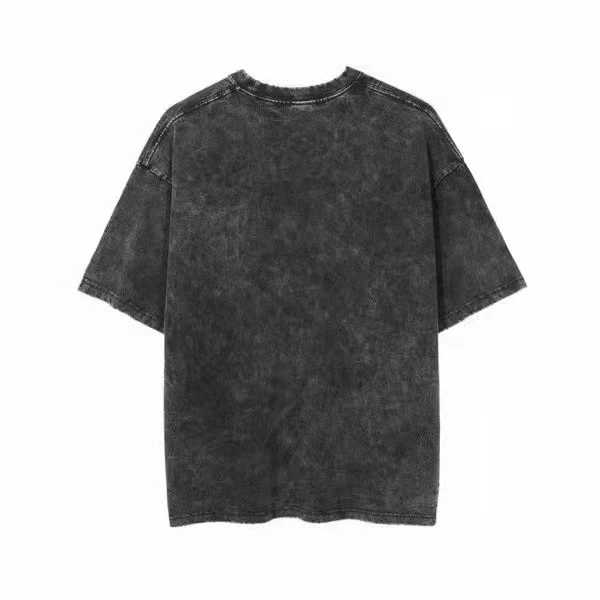 Vintage Heavyweight 100% Cotton Drop-Shoulder Oversize T-Shirt Acid Wash Black Long Length Light Bamboo Knitted Plus Size Tops