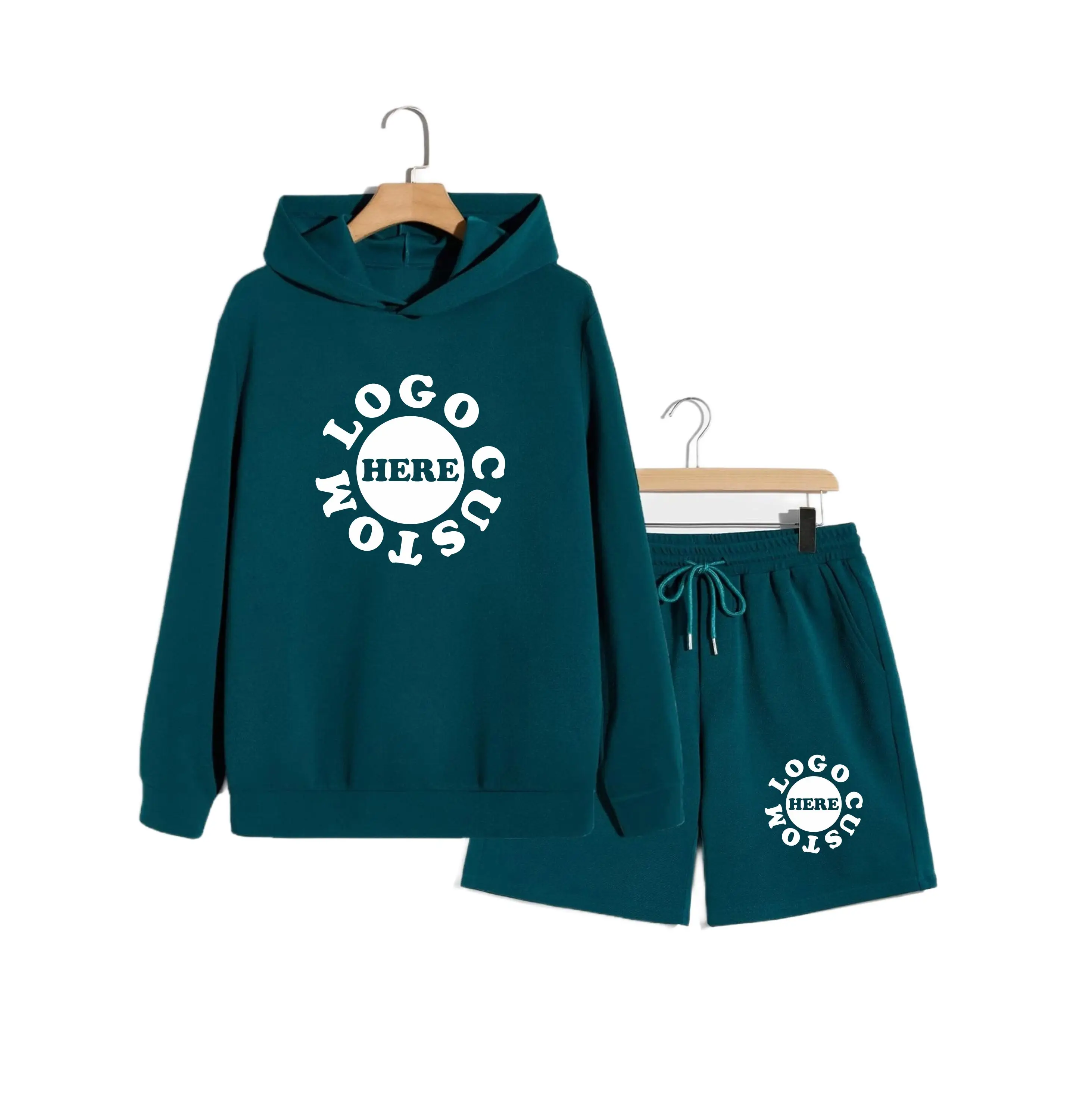 Urban And Street Wear Cotton Hoodie With Shorts Fashion Cotton Thick Hoodie Set _ ropa de nios y nias al por mayor Shorts Sets