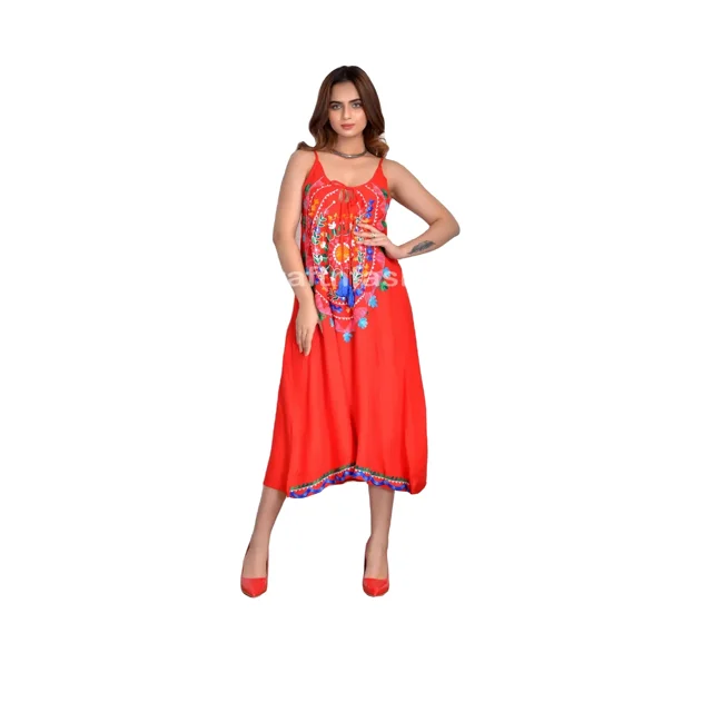 Summer Fashion Mexican Boho Vintage Bohemian Style Mexican Embroidered Dress Beach wear For Sale Manufacture in India