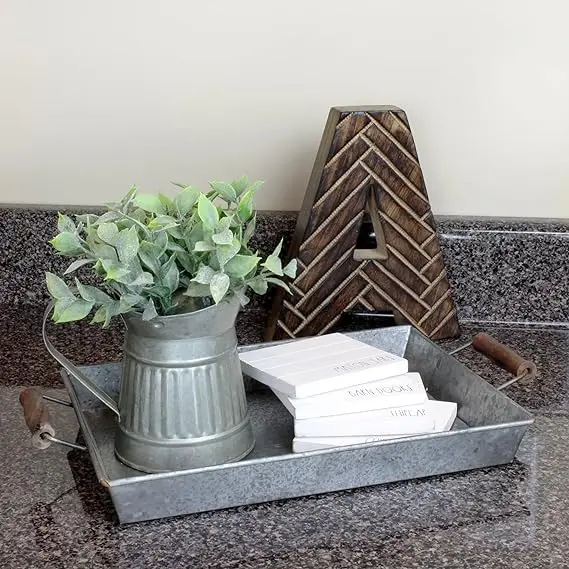 Decorative tray Galvanized tray Metal serving tray Rustic tray Wedding Party Decoration Serving Tray