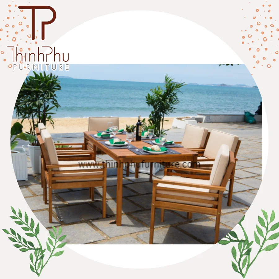 Modern Dining Set 6 Dining Chairs - Wood Modern Luxury Vietnam Supplier Furture Outdoor Outdoor Furniture Contemporary 6 Seater