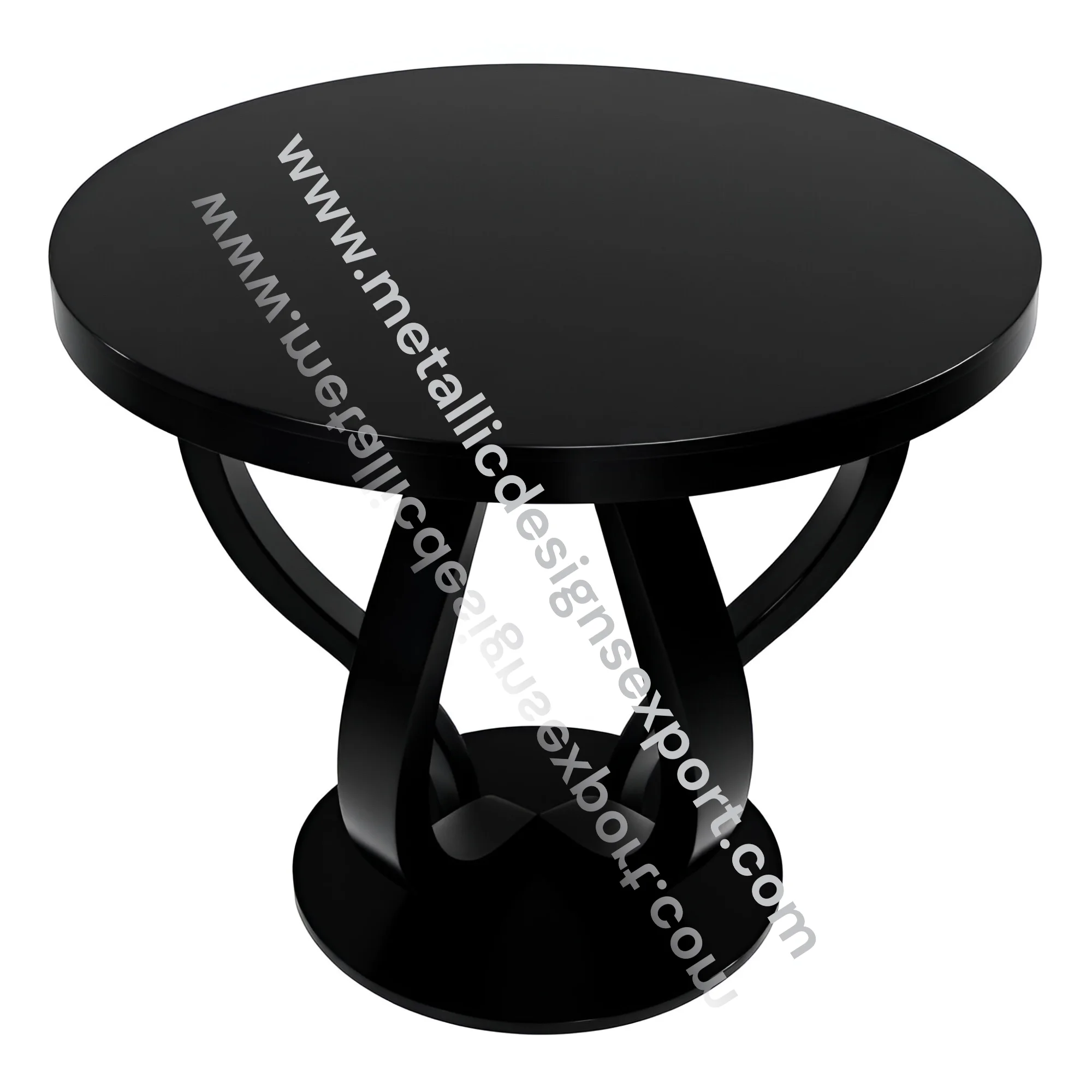 Elegant Black Round Table Bold Loop Base with Glossy Finish, Perfect for Dining Rooms, Offices, or Luxury Interiors