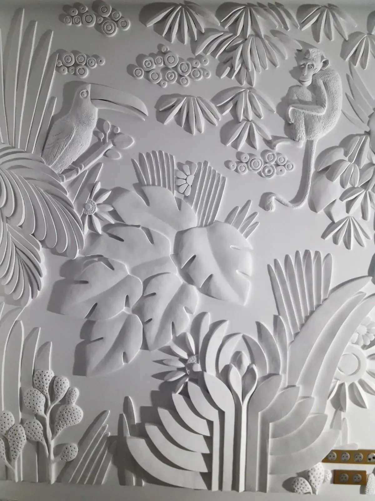 Carved marble wall panel
