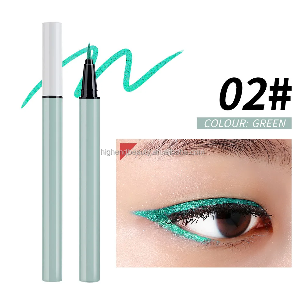 Private Label Waterproof Oil Free Soft Glitter Shimmer Rainbow Colorful Eyeliner Pencil