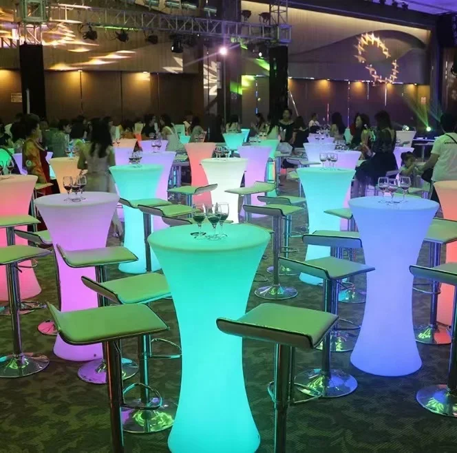Popular Design High Quality Colorful LED Bar Table For Wedding Events Acrylic Base High Bar Table