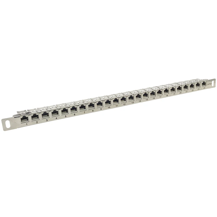 Behpex 0.5U 24 порта CAT.6A CAT6 RJ45 незагруженная полностью никелированная