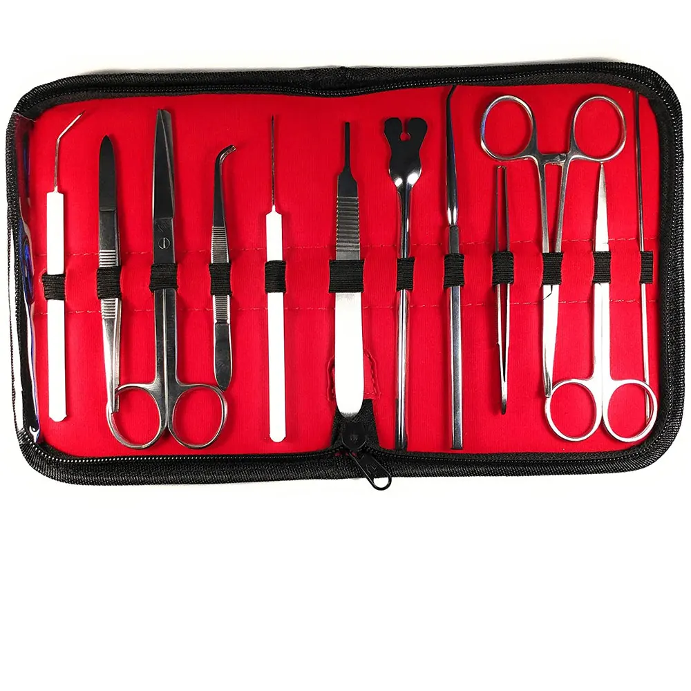 Basic instrument Kit Veterinary Scissors Forceps Needle Holders Scalpel Handle, Stainless Steel All in One surgical instruments