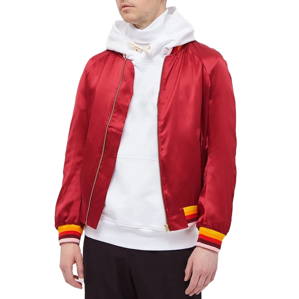 New Arrival 2022 Wholesale Cheap Price Customized Logo Printing New Design High Quality Men Satin Jacket