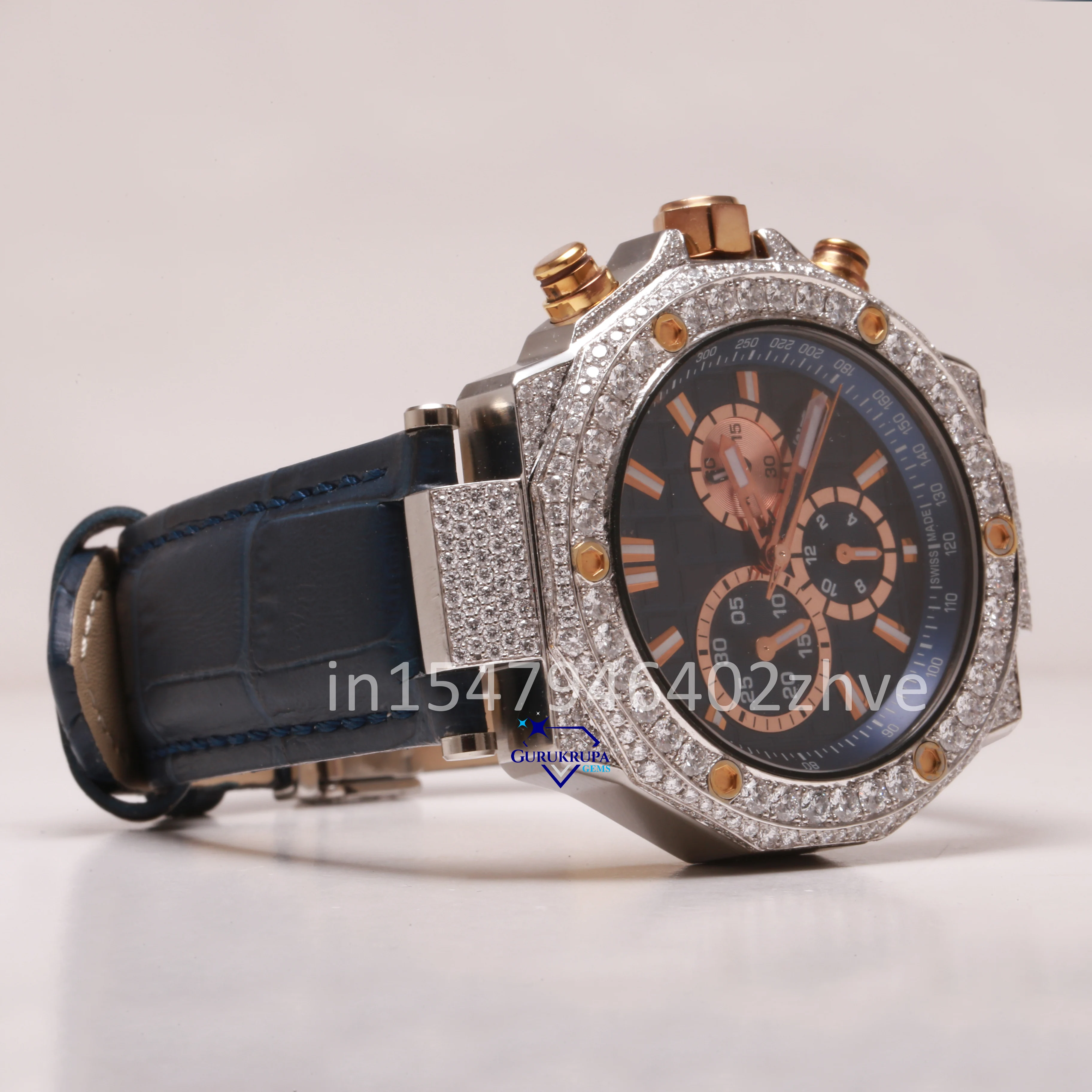Highly attractive new designer moissanite watch specially crafted for men adding a touch of class to their overall style
