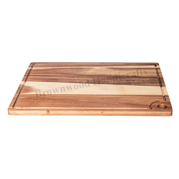 Factory Direct Sale Restaurant Kitchen Use Solid Acacia Wood Chopping and Cutting Board Handmade Thick Wooden Serving Platter