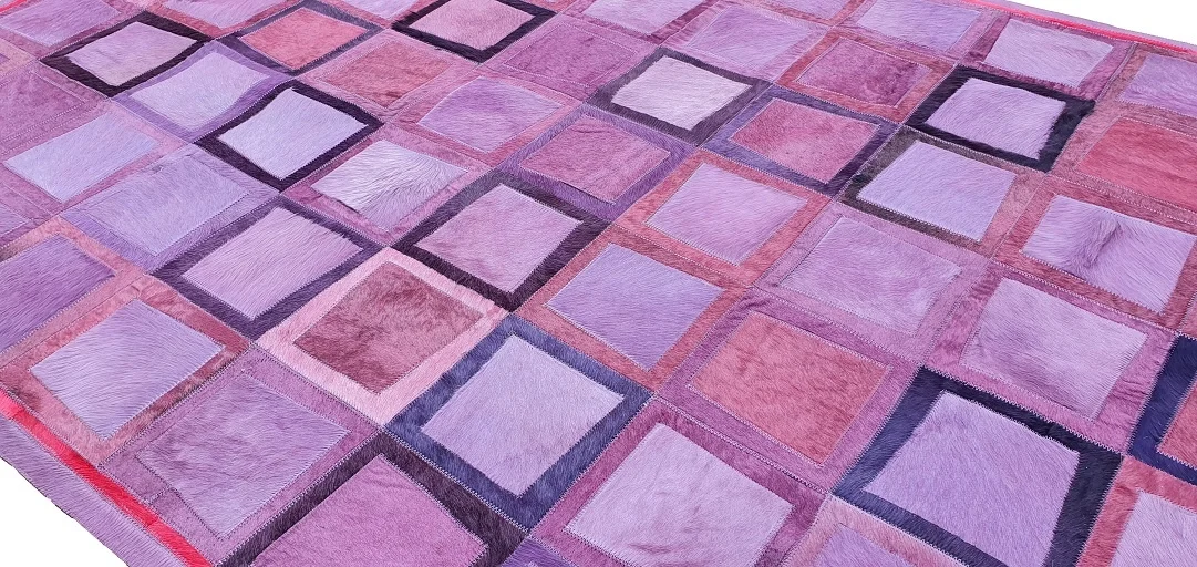 Pink+Purple Dyed cowhide modern contemporary design modern hair-on Cowhide Fur rug for room For Indoor and Out Door Decorations