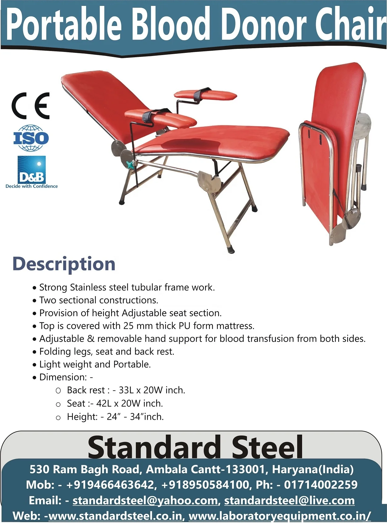 Portable Blood donor Chair Folding blood donation camp chair Blood Bank Camping chair manufacturer