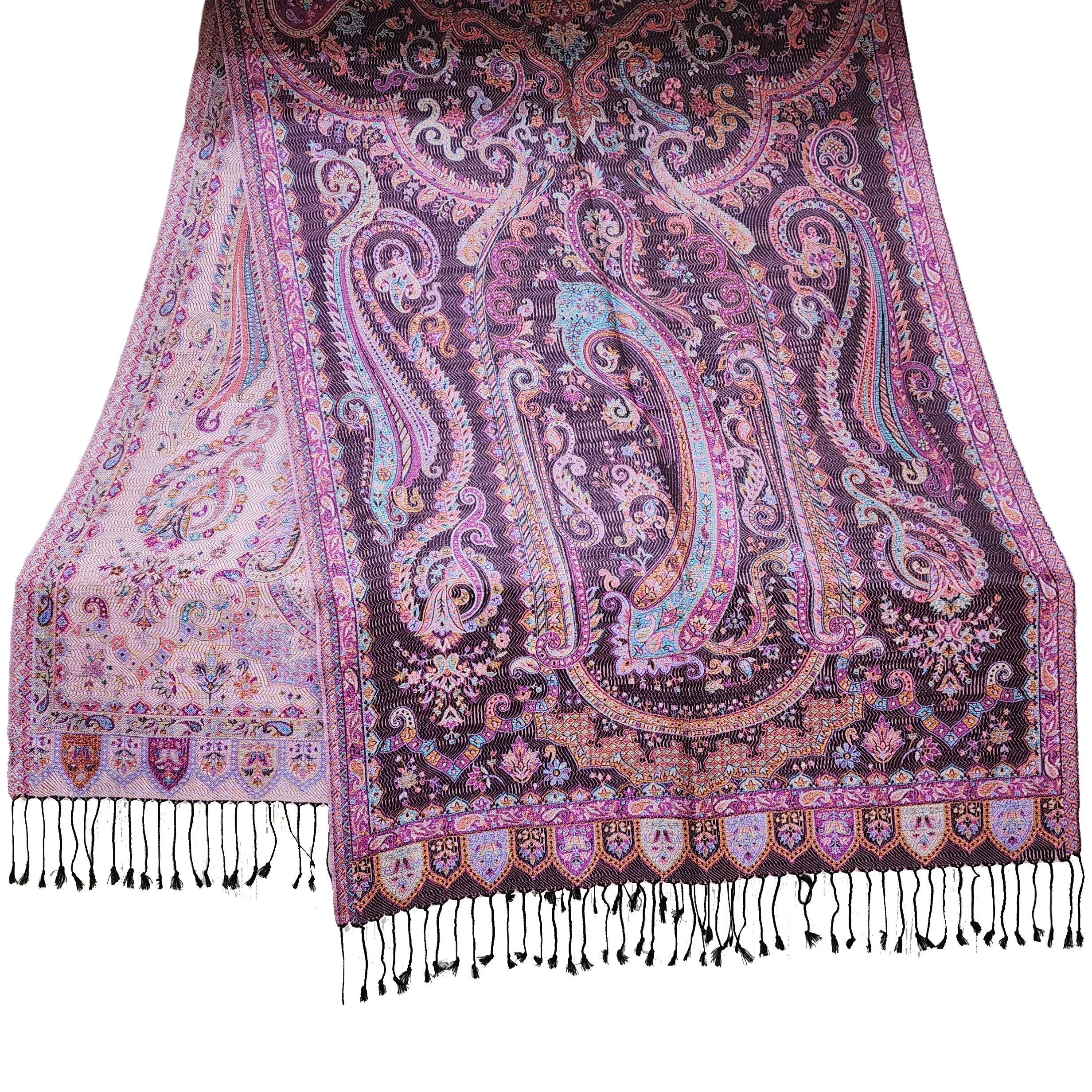Weave patterned design yarn dyed designs long length woven 100% Silk jamavar super silk scarves shawls stoles echarpes foulards