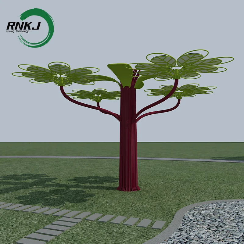 RNKJ Special customization Solar Landscape Tree with bench Outdoor Waterproof Smart Tree Solar Furniture photovoltaic tree
