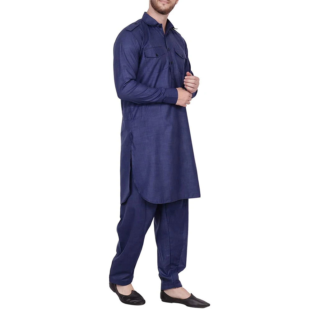 Pakistani Islam Muslim long shirt solid color Anti-pilling Sustainable kurta shalwar kameez for men