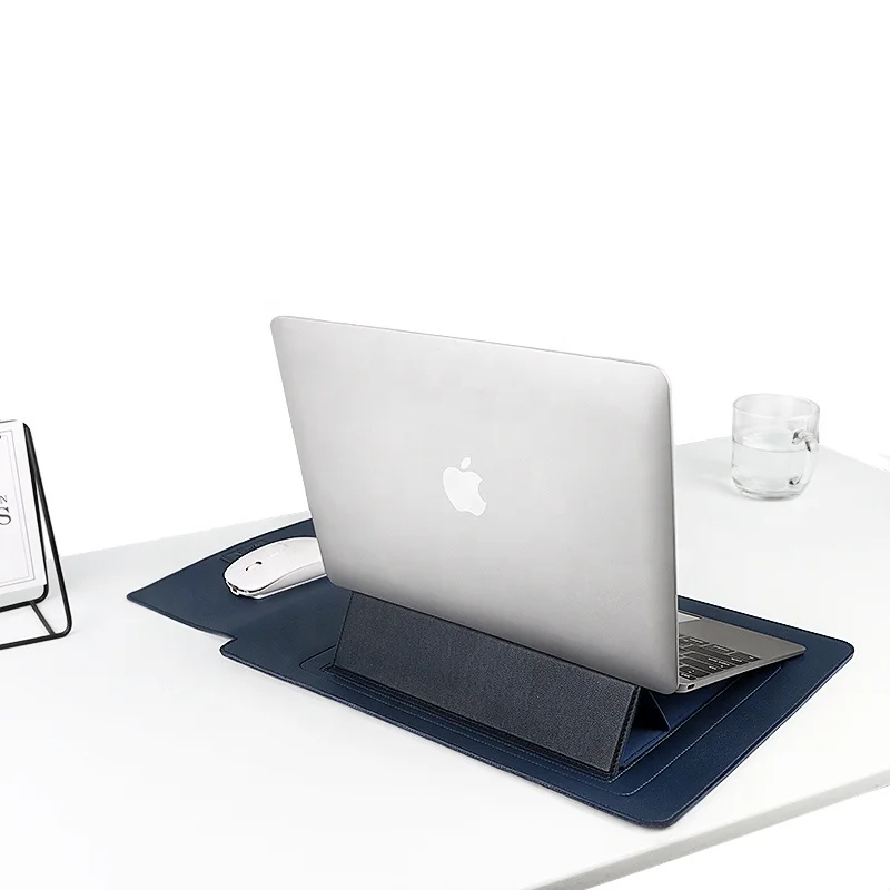 Wholesale Creativity Multipurpose Waterproof Slim PU Leather Laptop Sleeve Bags Case with Stand Mouse Pad