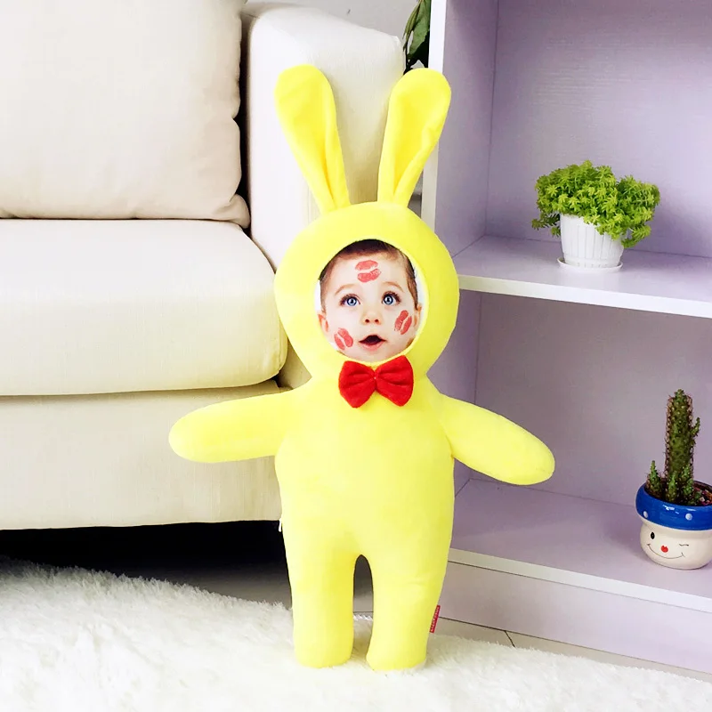 Photo Customized Pillow Bunny Shape Decorative Pillow Quirky