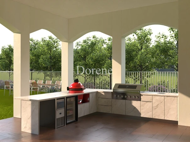 2024 горячая Распродажа Dorene из нержавеющей стали деревянный кухонный шкаф уличная кухня с барбекю для домашнего использования
