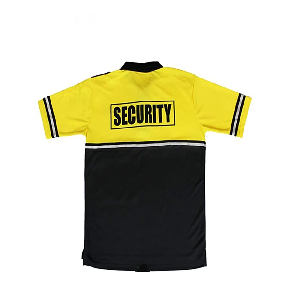 Security Uniform Polo Shirt Hi Vis Reflective Safety Work Shirts Men Workwear Fluorescent Yellow Reflective Tape Riding Traffic