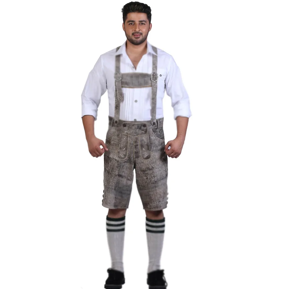 Windproof Breathable Soft Fabric High Street Wear Lederhosen Leather Embroidered Shorts Quick Dry Leather Embroidered Shorts