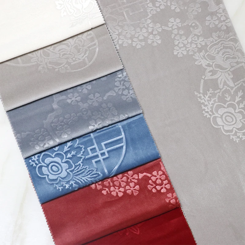YR2 Home Furniture 100% Polyester 210gsm 148cm Embbossed Velour Holland Velvet Upholstery Fabric for Sofa Covers