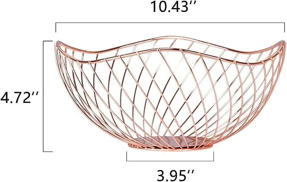 Gold Customized Modern Design Metal Fruits Basket Handmade Iron Table Decor for Home Kitchen for Food Storage Party Occasions