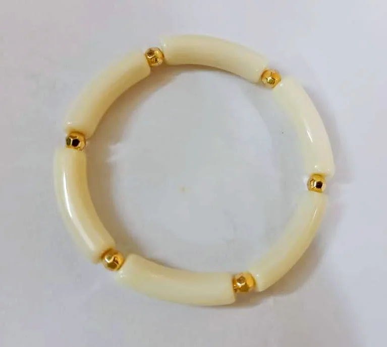 Beige faceted uncut beaded Resin Bracelets Stretchable Bracelets resin bracelets