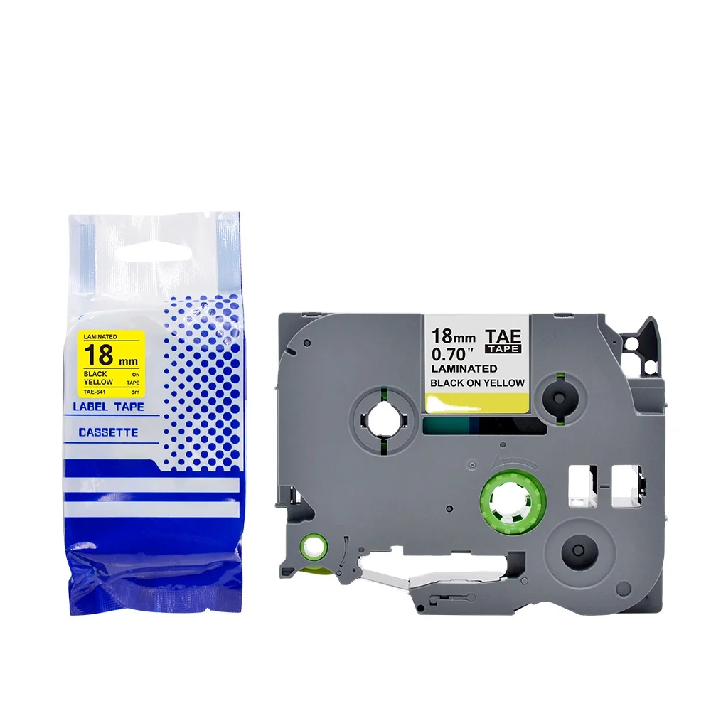 Tatrix TZ641 TZe641 TZ-641 TZe-641 18mm Black on Yellow Compatible Laminated Label Tape Cartridge for Brother P Touch PT-310