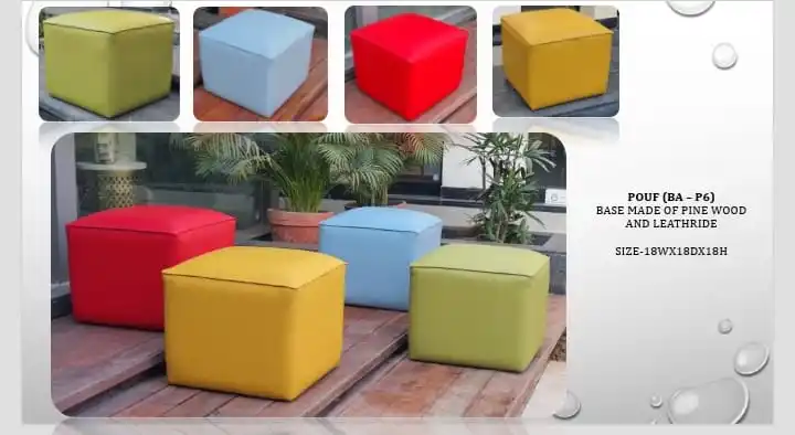 Size 18W*18D*18H Best Quality Pouf Stool Base Made of Pine Wood and Leather for Home Hotel Restaurant Cafe Bar