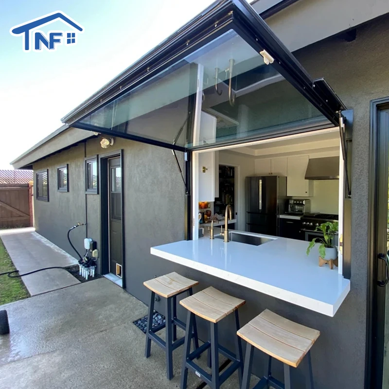 Black steel flip out window - transforms your kitchen w/one flip minimalist powder coating folding hanging aluminum alloy