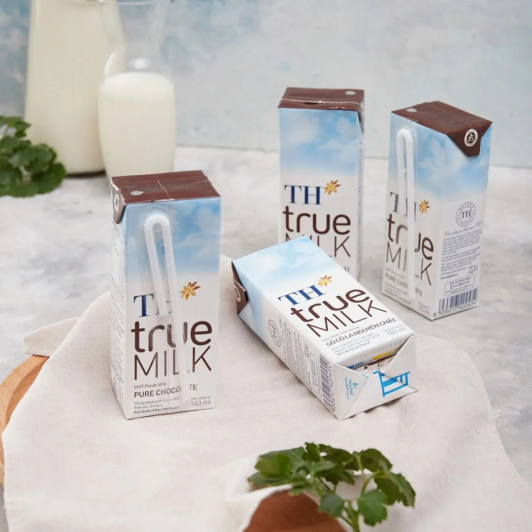 TH True Milk UHT Chocolate Fresh Milk 180ml Organic Sterilized Dairy Products High Quality Cow Origin Flavored Milk