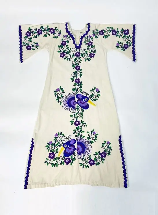 Embroidered Ukrainian Dresses Custom Designer V-Neck Open Front Fashion Party Wear Dress With Embroidery Work at Wholesale