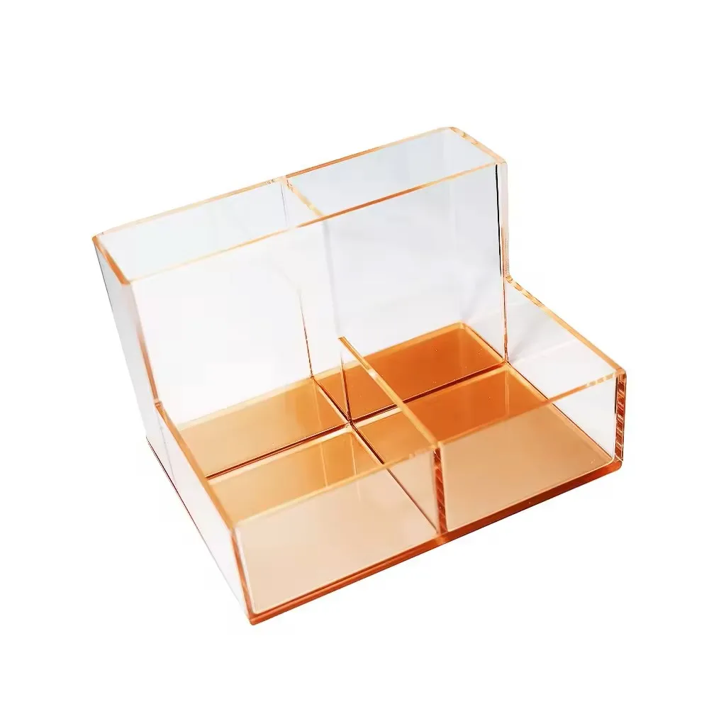 Premium Custom Rose Gold Acrylic Office Desk Organizer for Wholesale Professional Stationery Holder